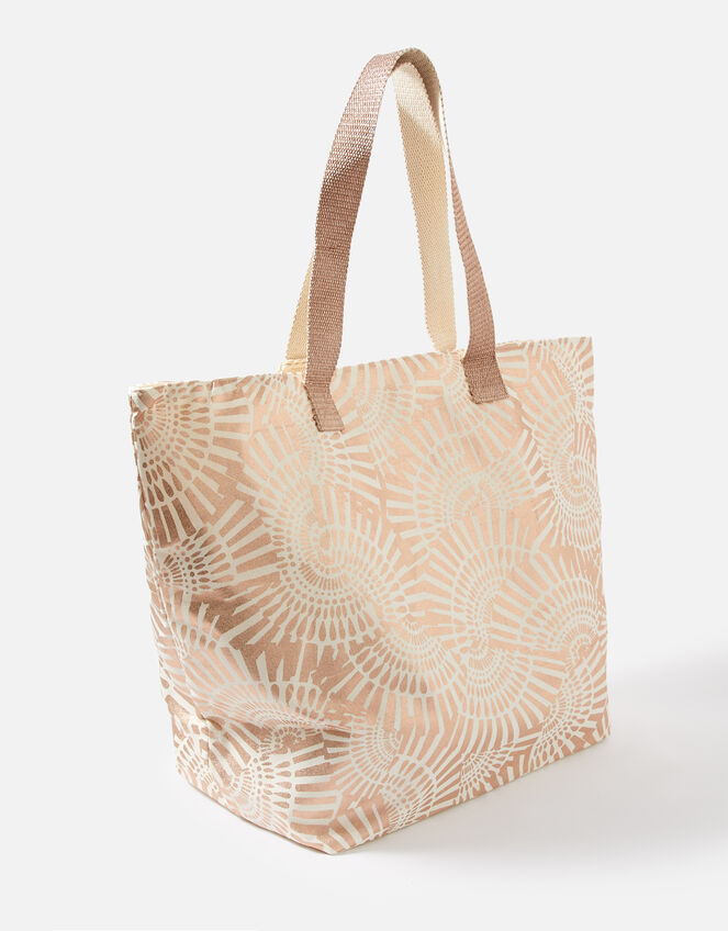 Mia Metallic Shell Print Tote Bag, Gold (ROSE GOLD), large
