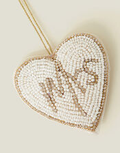 Beaded Mrs Heart Christmas Tree Decoration, , large