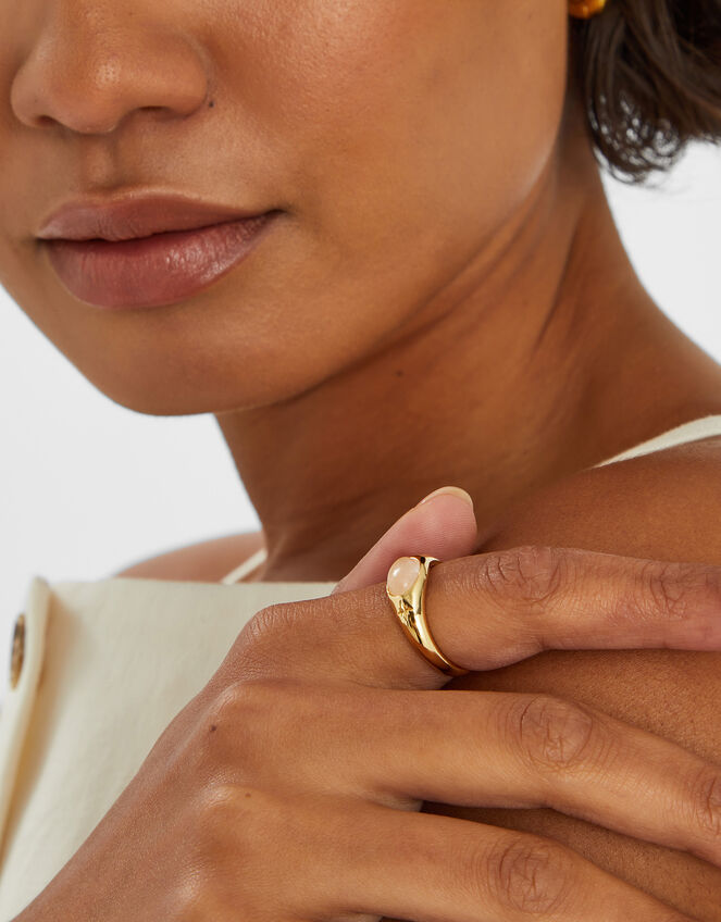 14ct Gold-Plated Moonstone Adjustable Ring, , large