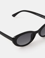 Oval Resin Sunglasses, Black (BLACK), large