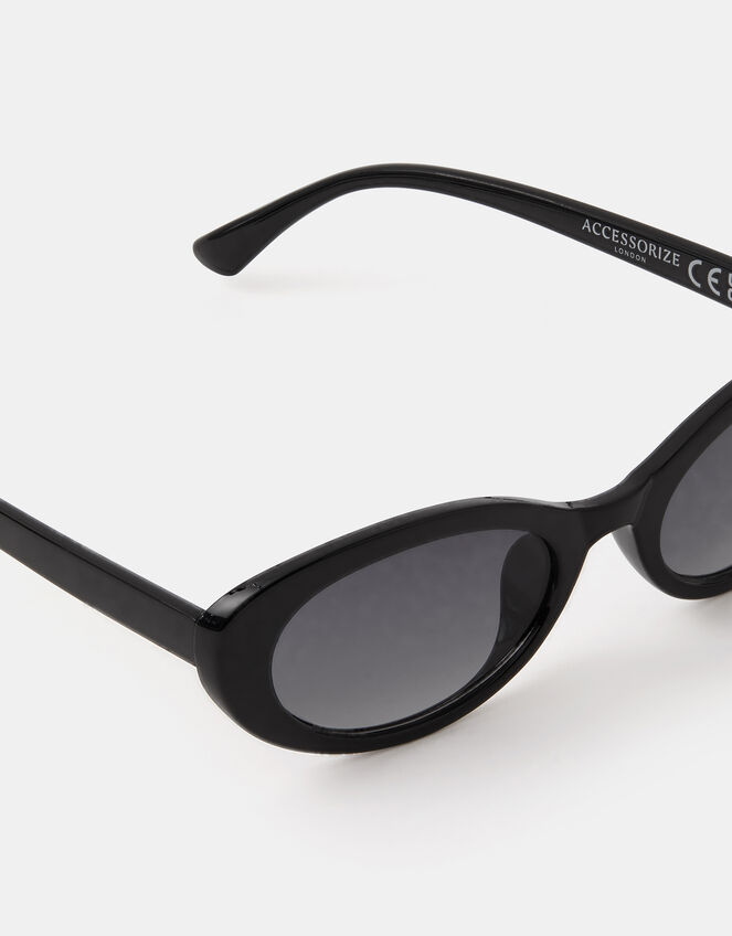 Oval Resin Sunglasses, Black (BLACK), large
