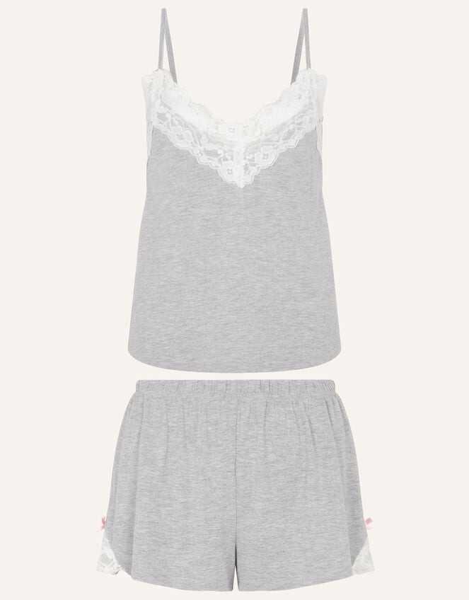 Lace Trim Short Pyjamas Set, Grey (GREY), large