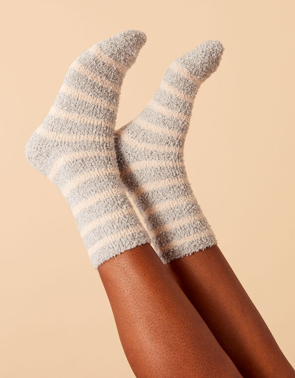 Speckled Stripe Super-Soft Cosy Socks Grey, Grey (GREY), large