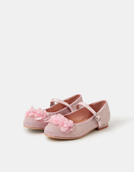 Girls Corsage Sparkle Ballet Flats , Pink (PINK), large