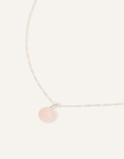Sterling Silver-Plated Rose Quartz Necklace, , large