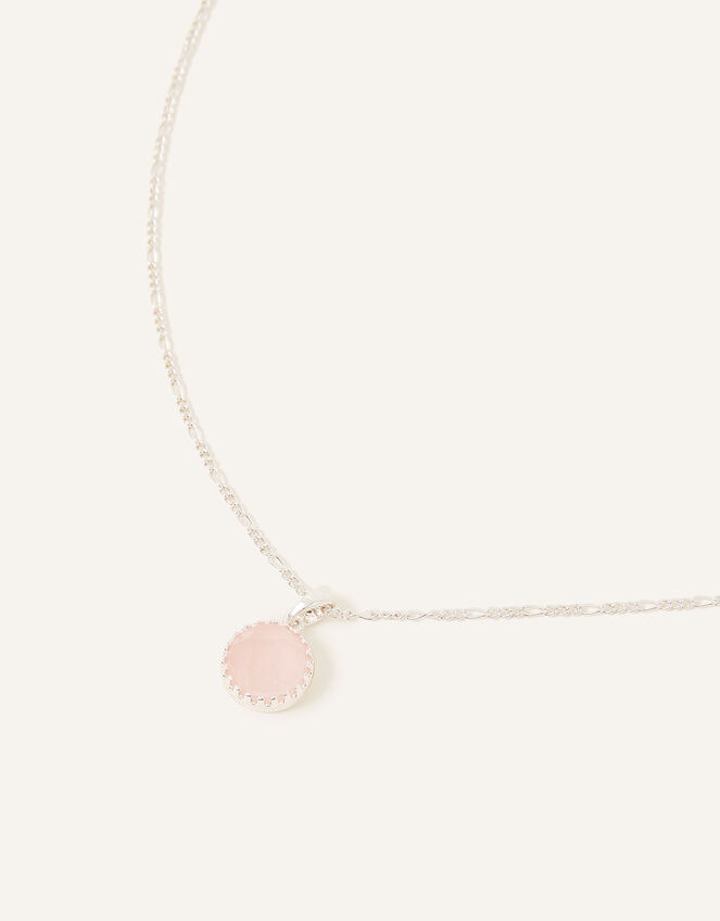 Sterling Silver-Plated Rose Quartz Necklace, , large