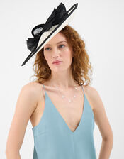 Bow Disc Fascinator, Black (BLACK WHITE), large