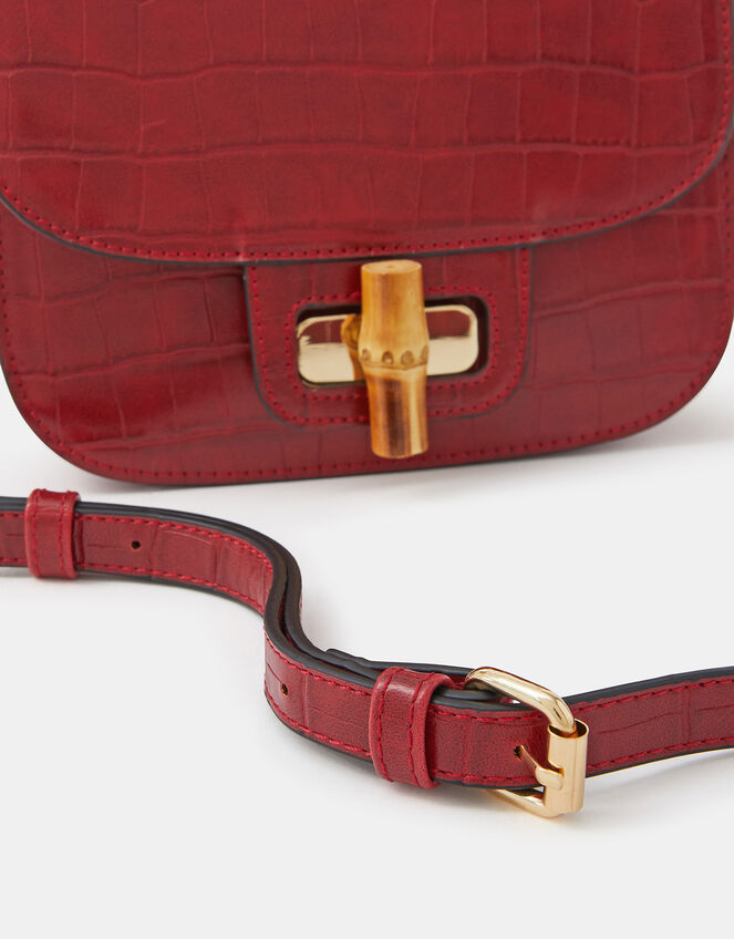 Bamboo Handle Croc Crossbody Bag, , large