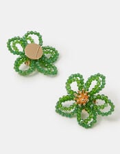 Beaded Flower Stud Earrings, , large