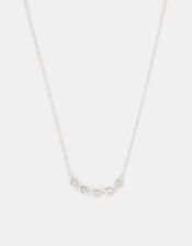 Sterling Silver Diamanté Heart Chain Necklace, , large