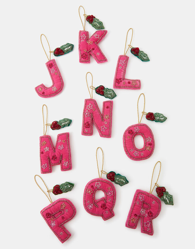 Embellished Initial Christmas Tree Decoration, Pink (PINK), large