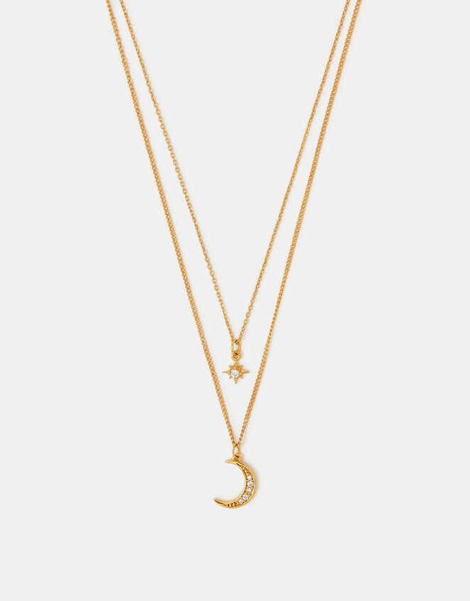 14ct Gold-Plated Celestial Pendant Layered Necklace, , large