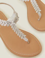 Diamant&eacute; Leaf Embellished Sandals, White (CRYSTAL), large