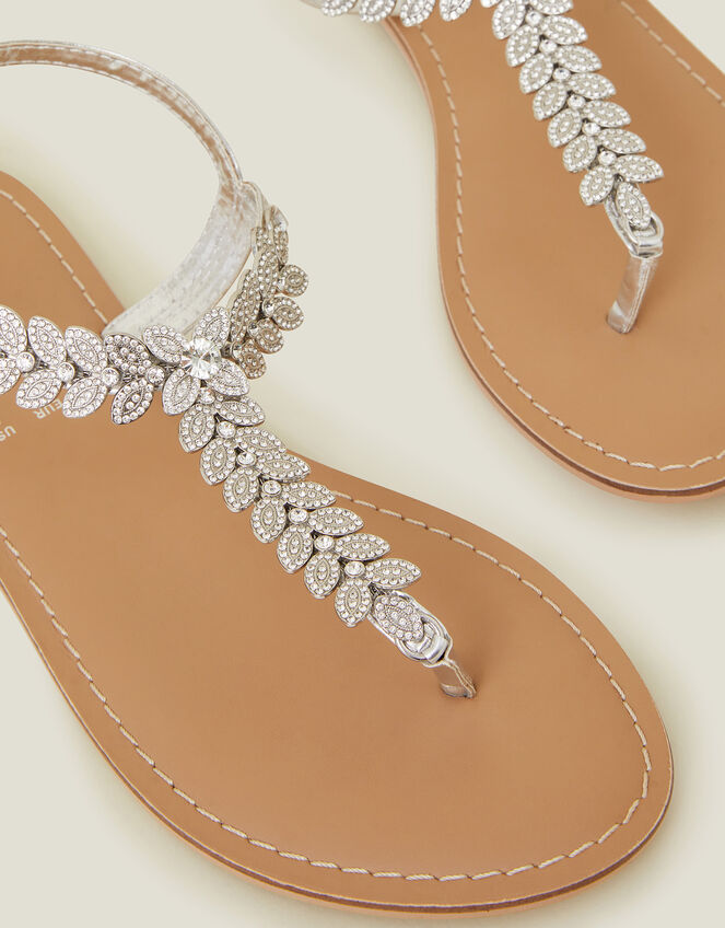 Diamant&eacute; Leaf Embellished Sandals, White (CRYSTAL), large