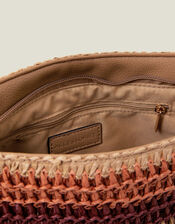 Stripe Raffia Cross-Body Bag, , large