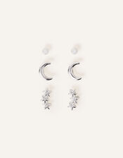 Star Moon Stud Set of Three, , large
