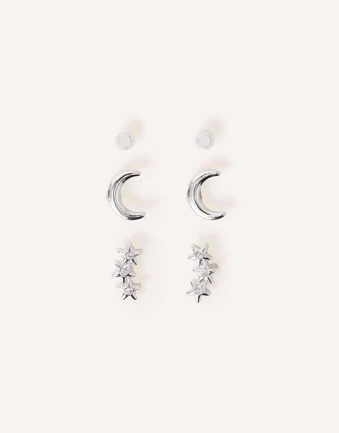 Star Moon Stud Set of Three, , large
