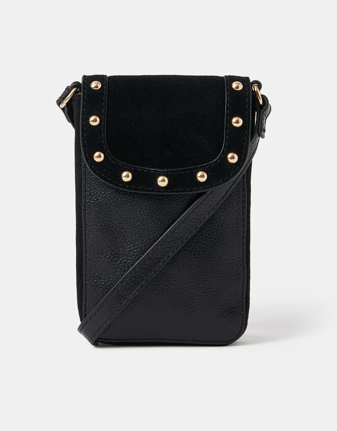 Leather Stud Phone Bag, , large