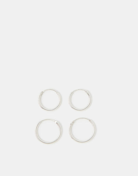 2-Pack Sterling Silver Hoop Earrings, , large