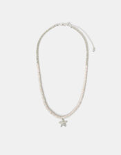 Sterling Silver-Plated Shell Starfish Necklace, , large