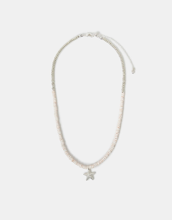 Sterling Silver-Plated Shell Starfish Necklace, , large