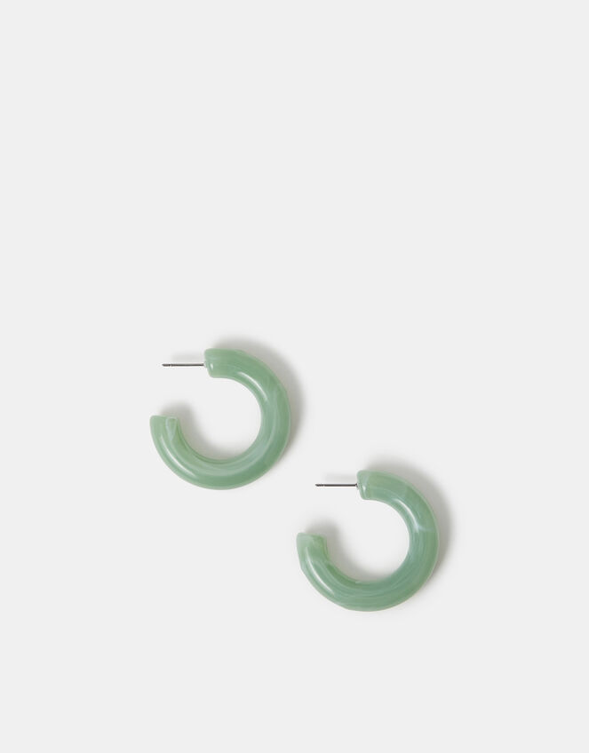 Marble resin Tube Hoop Earrings, , large