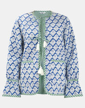 Dandelion Print Tie Quilted Jacket, Blue (BLUE), large
