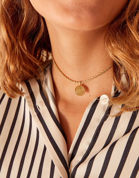 Gold-Plated Modern Heirloom Coin Choker, , large