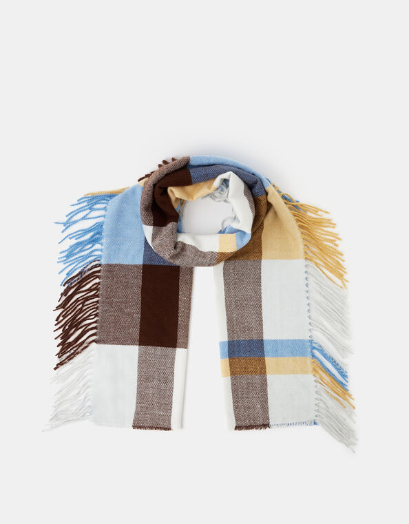 Fringe Check Blanket Scarf, , large