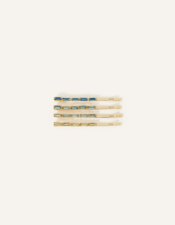 Baguette Stone Hair Slides 4 Pack, , large