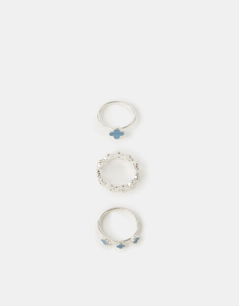 3-Pack Clover Rings, Blue (BLUE), large