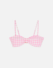 Gingham Bandeau Bikini Top, Pink (PINK), large