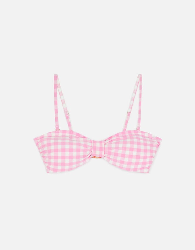Gingham Bandeau Bikini Top, Pink (PINK), large