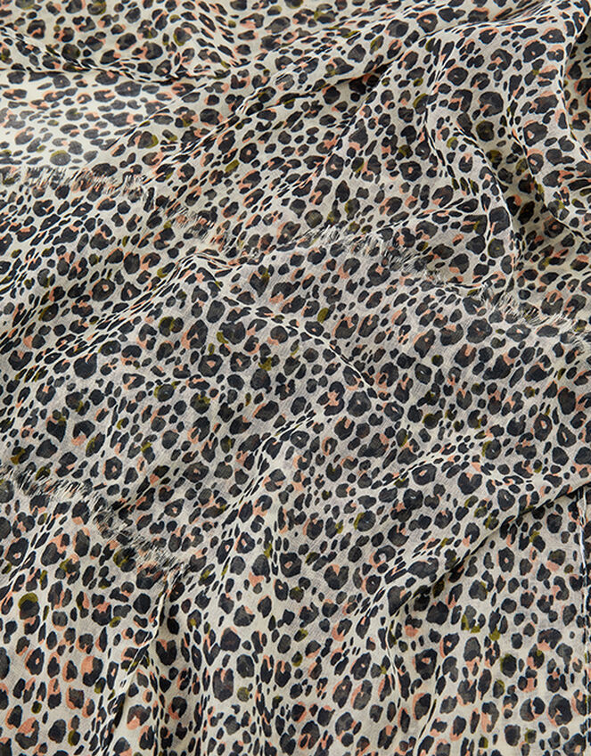 Leopard Lightweight Scarf in Recycled Polyester, , large