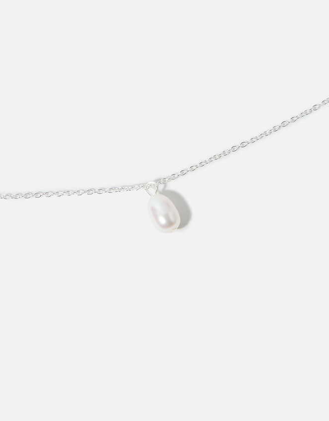 Sterling Silver Pearl Drop Pendant Necklace, , large