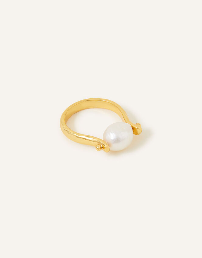 14ct Gold-Plated Pearl Spinner Ring, Gold (GOLD), large