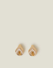 14ct Gold-Plated Rib Tapered Stud Earrings, , large