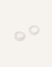 Platinum-Plated Smooth Irregular Ring Set of Two, Silver (SILVER), large