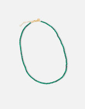 14ct Gold-Plated Malachite Beaded Necklace, , large