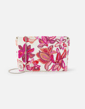 Floral Sequin Clutch Bag , , large