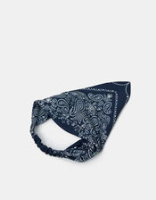 Paisley Bandana Headband Navy, , large