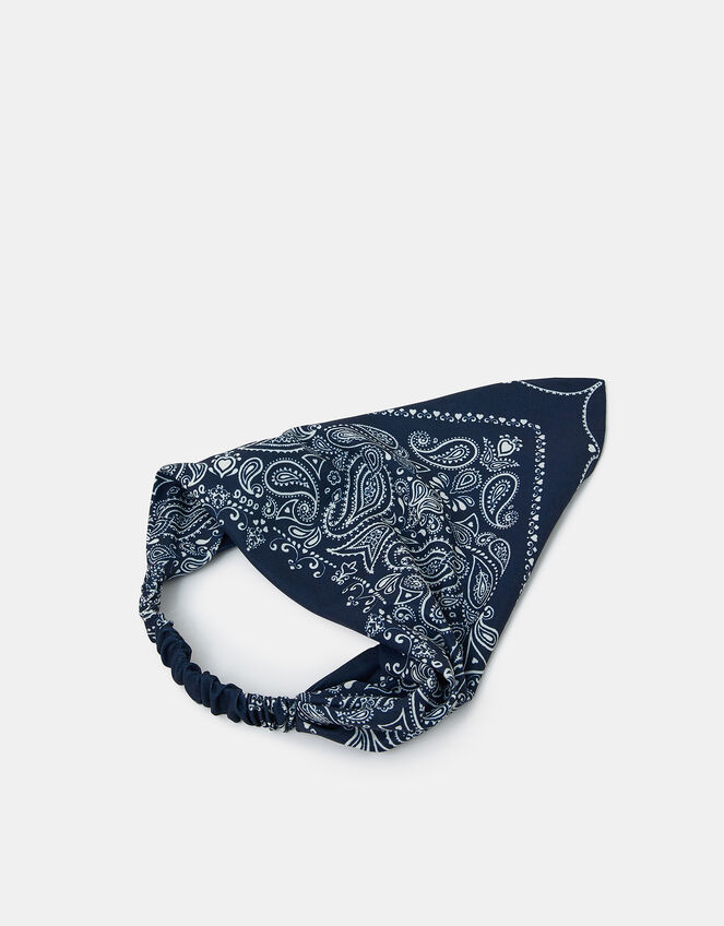 Paisley Bandana Headband Navy, , large