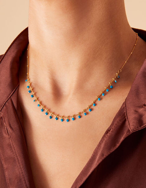 Gold-Plated Enamel Layered Necklace, , large