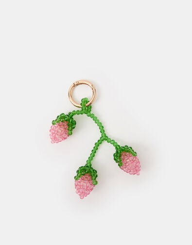 Strawberry Beaded Bag Charm, , large