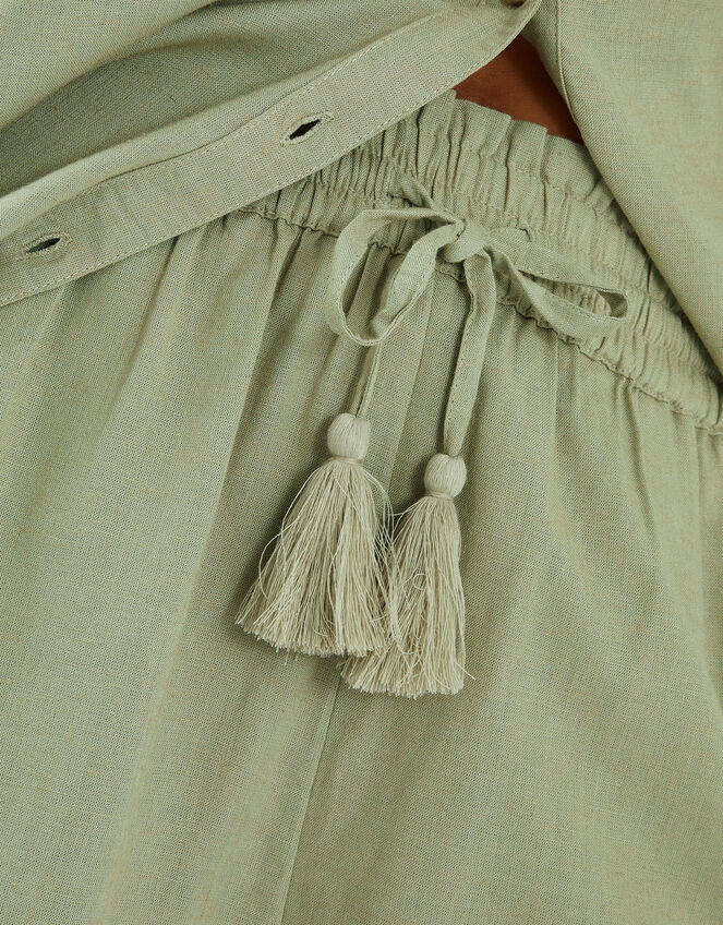 High Waist Beach Shorts, Green (KHAKI), large