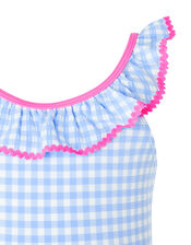 Gingham Swimsuit, Blue (BLUE), large