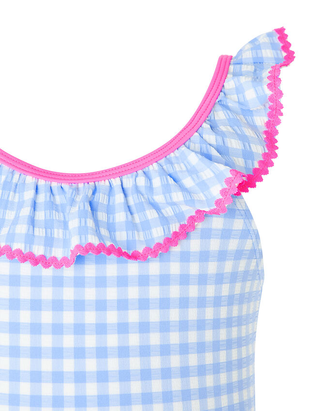 Gingham Swimsuit, Blue (BLUE), large