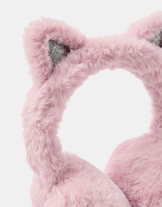 Girls Faux Fur Cat Earmuffs, , large