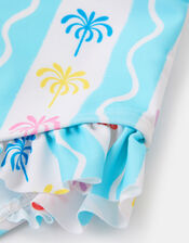 Girls Palm Tree Stripe Swimsuit, Multi (BRIGHTS MULTI), large