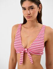Stripe Tie Front Bikini Top, Multi (BRIGHTS MULTI), large